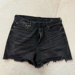 Black Distressed Denim Shorts